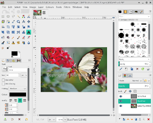 Adding a text layer to a photo